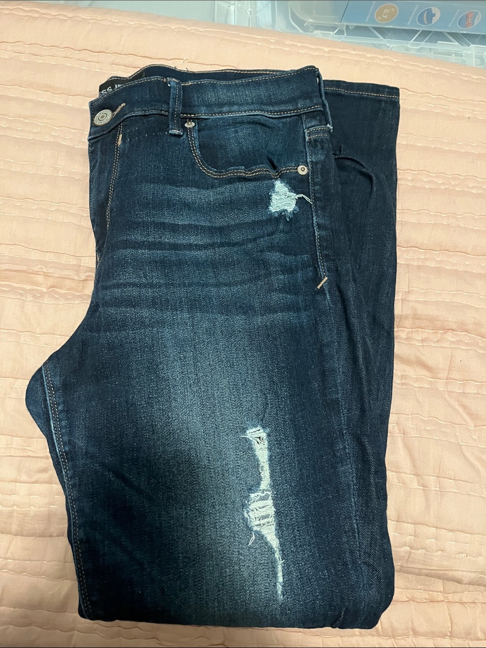 Express Women’s Dark Blue Distressed Jeans